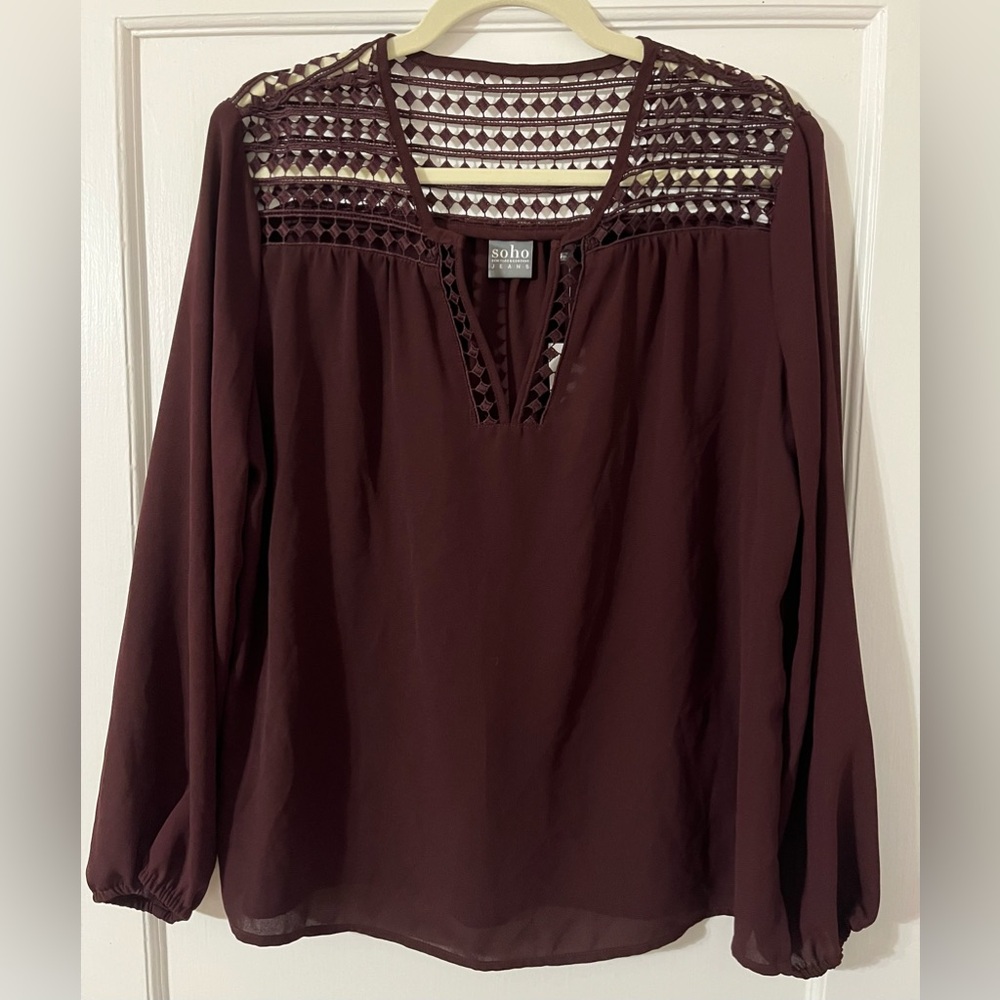 Soho New York & Company Burgundy Long Sleeve Top NWT
